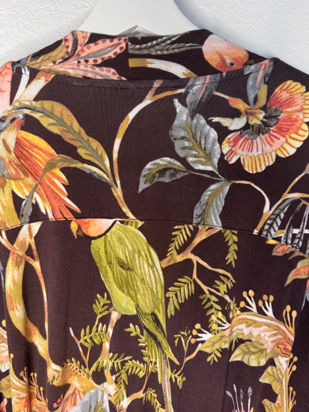 Soma "Cool Nights" Chocolate Brown Tropical Print Kimono Robe L/XL - Picture 12 of 14